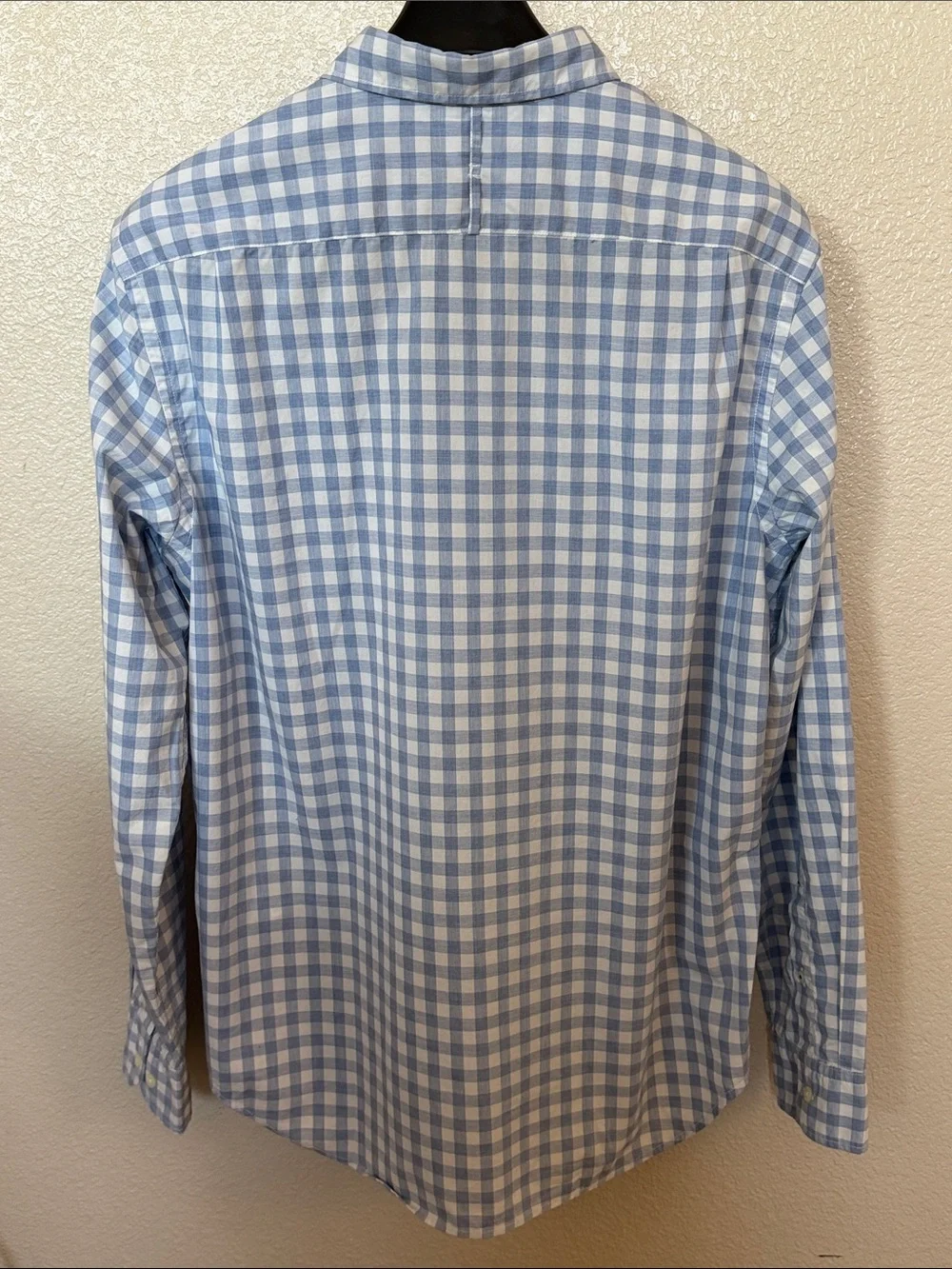Men's Light Blue and White Gingham Shirt